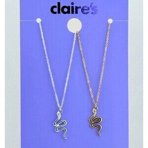 New Claire’s 2-Pack Snake Pendant Necklaces Gold & Silver Tone BFF Friends